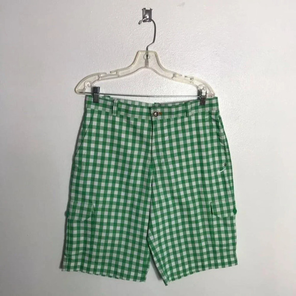 Nike Golf Sport Dri-Fit Mens Green Plaid Check Car - Picture 1 of 4